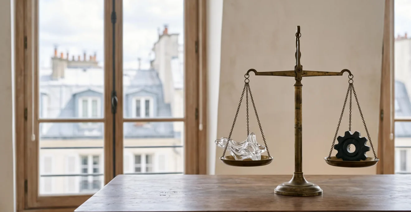 Balance symbolique entre esthétique et performance illustrant le choix d'un designer web efficace